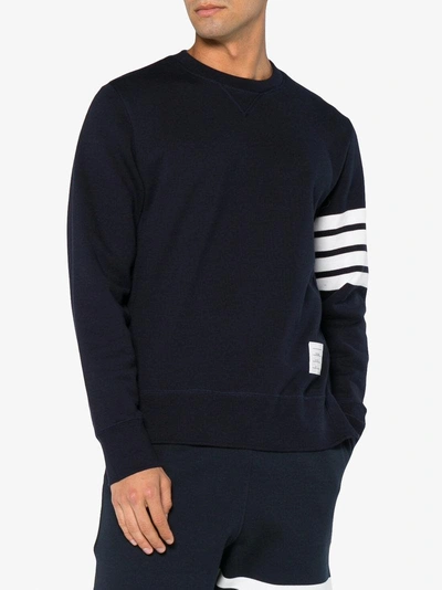 Shop Thom Browne Blue 4-bar Stripe Cotton Sweatshirt