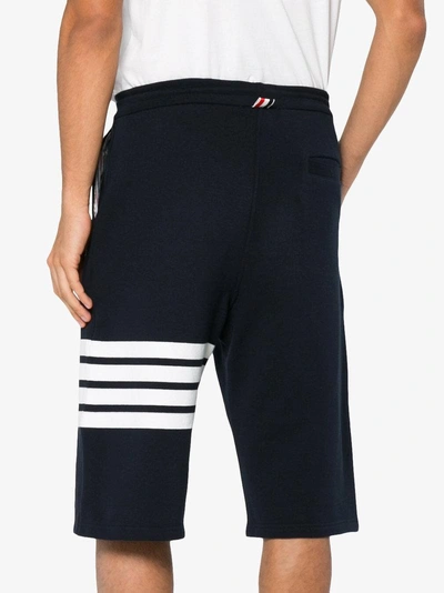 Shop Thom Browne Blue Engineered 4-bar Stripe Jersey Track Shorts