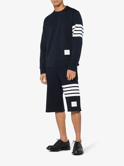 Shop Thom Browne Blue Engineered 4-bar Stripe Jersey Track Shorts