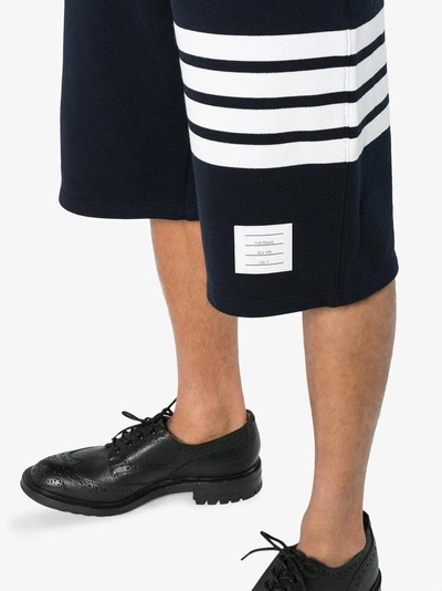 Shop Thom Browne Blue Engineered 4-bar Stripe Jersey Track Shorts