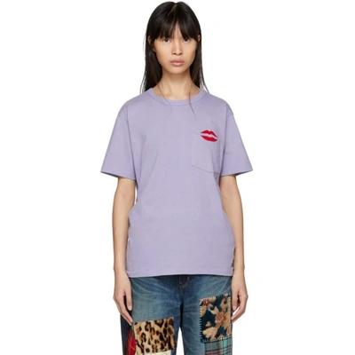 Shop Bianca Chandon Blue Nyc Lips Pocket T-shirt In Dusk