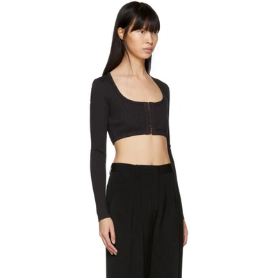 Shop Alexander Wang T Alexanderwang.t Black Long Sleeve Stretch Rib Crop T-shirt In 001 Black