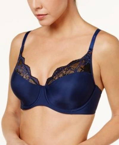 Shop Wacoal Lace Impression Lace-trim Bra 855257 In Medieval Blue