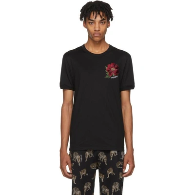 Shop Dolce & Gabbana Black Flower Patch T-shirt
