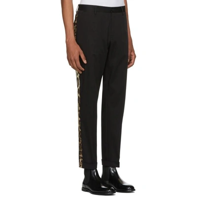 Shop Dolce & Gabbana Dolce And Gabbana Black Leopard Side Stripe Trousers In N000 Black