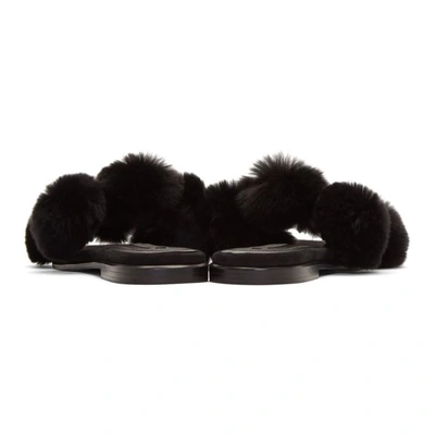 Shop Alexander Wang Black Ava Fur Slides In 001 Black