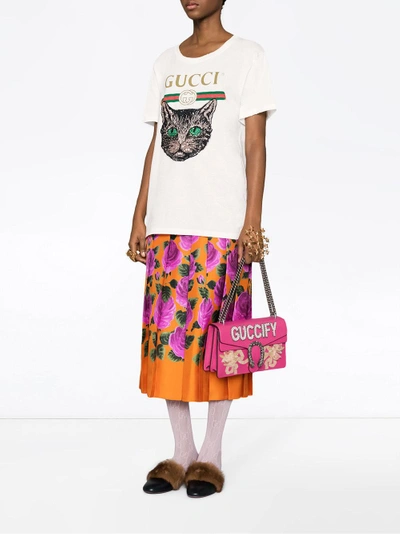 Shop Gucci Logo T-shirt With Mystic Cat