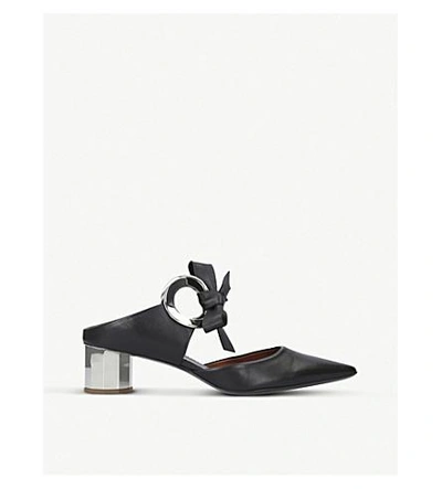 Shop Proenza Schouler Ring Tie Leather Heeled Mules In Blk/other