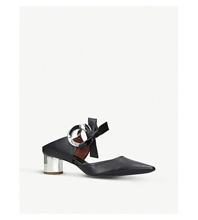 Shop Proenza Schouler Ring Tie Leather Heeled Mules In Blk/other