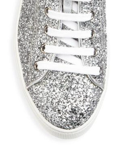 Shop Miu Miu Glitter Platform Sneakers In Silver