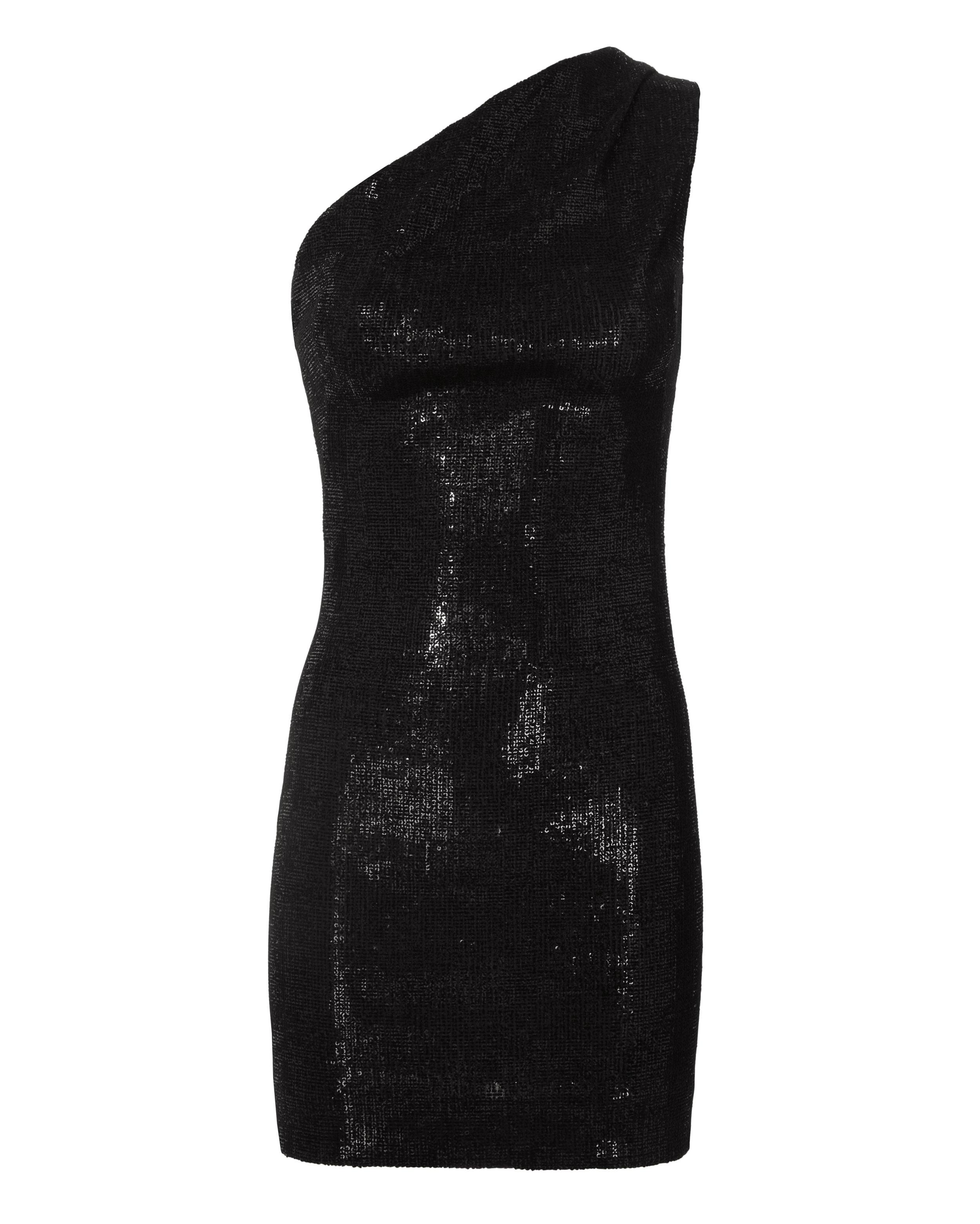 Haney Valentina One-shoulder Sequined Crepe Mini Dress In Black | ModeSens