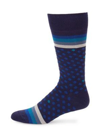 Shop Paul Smith Polka Stripe Socks In Blue