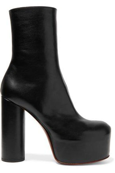 Shop Vetements Woman Leather Platform Ankle Boots Black
