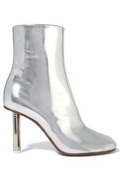 Shop Vetements Woman Metallic Leather Ankle Boots Silver