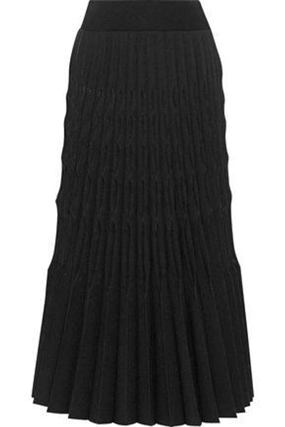 Shop Barbara Casasola Pleated Midi Skirt In Black