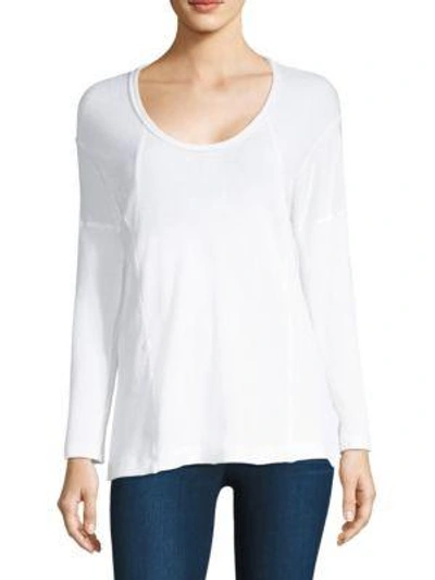 Shop Splendid Seamed Thermal Pullover In Off White