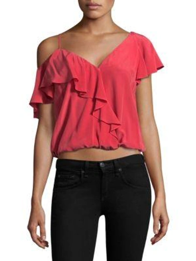 Shop Joie Alcyoneus Silk Ruffle Blouse In Roma Red