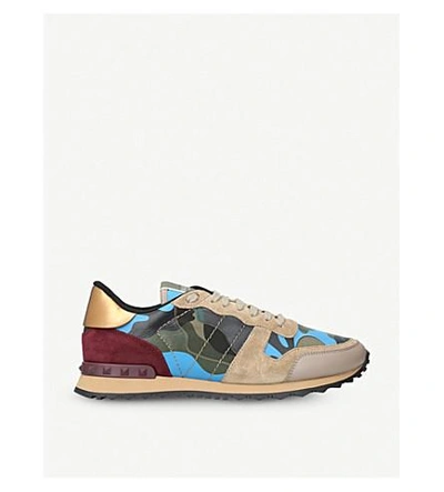 Shop Valentino Camouflage-print Leather Sneakers In Beige Oth