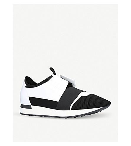 balenciaga race runners leather neoprene jersey and mesh low top trainers
