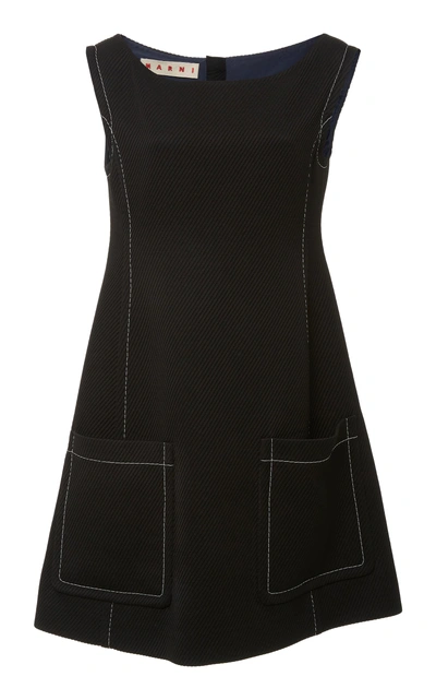 Shop Marni Macro Drill Sleeveless Dress In Black