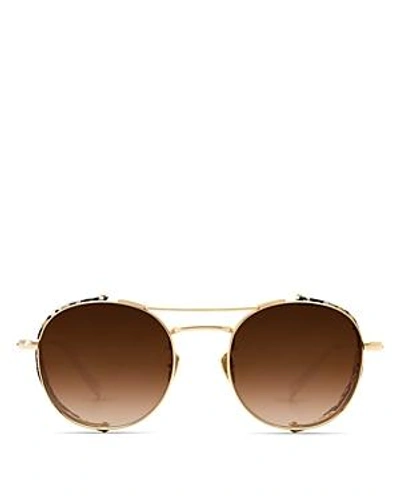 Shop Krewe Women's Orleans Blinker 24k Gradient Round Sunglasses, 50mm In Plume/amber Gradient