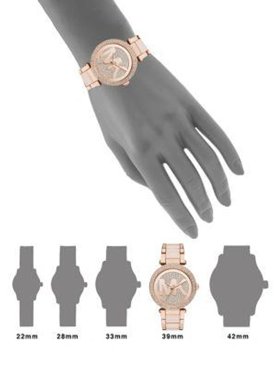 Shop Michael Kors Parker Blush Acetate & Rose Goldtone Stainless Steel Bracelet Watch