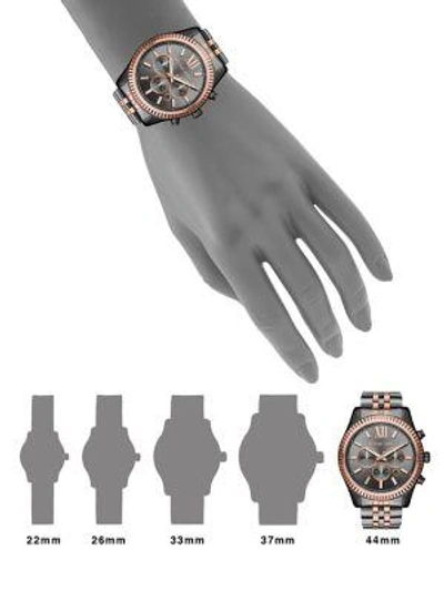 Shop Michael Kors Men's Lexington Two-tone Stainless Steel Chronograph Bracelet Watch In Black