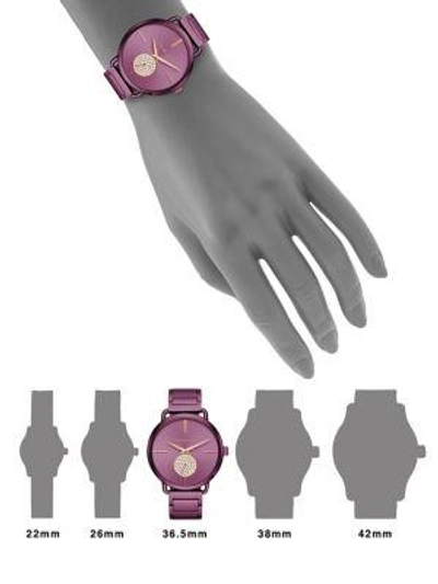 Shop Michael Kors Portia Crystal & Stainless Steel Bracelet Watch In Purple