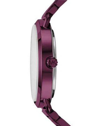 Shop Michael Kors Portia Crystal & Stainless Steel Bracelet Watch In Purple