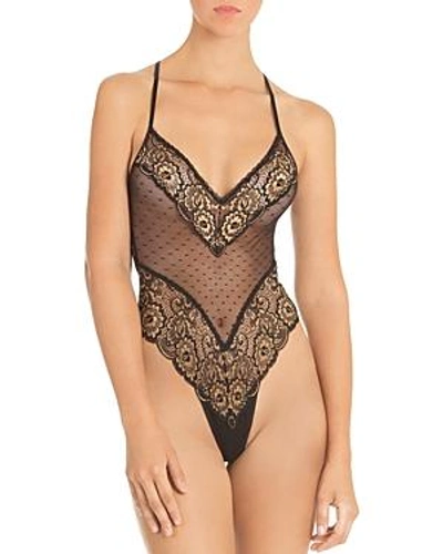 Shop In Bloom By Jonquil Lace & Mesh Teddy In Black/gold