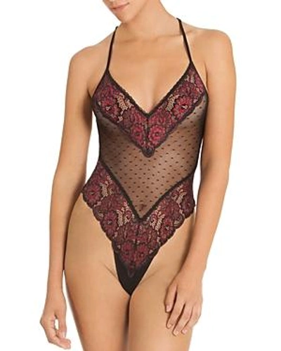Shop In Bloom By Jonquil Lace & Mesh Teddy In Black/red
