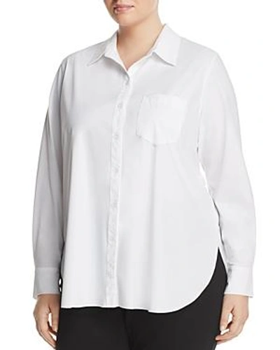 Shop Lyssé Plus Schiffer Pocketed Pleated-back Button-down Shirt In White