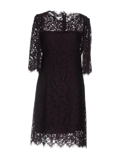 Shop Dolce & Gabbana Short Dresses In Dark Purple
