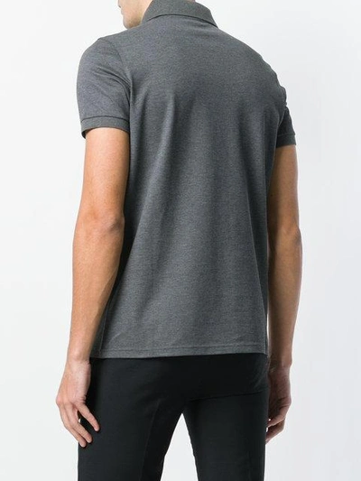 Shop Saint Laurent Fitted Polo Top - Grey