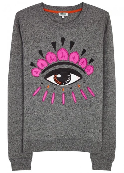 Shop Kenzo Eye-appliquéd Cotton Sweatshirt In Grey