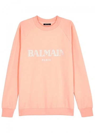 Shop Balmain Logo-print Cotton Sweatshirt