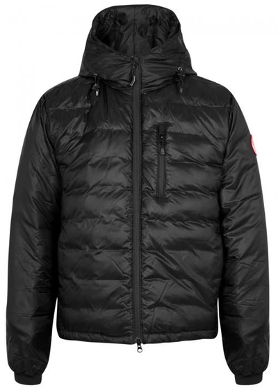 Shop Canada Goose Lodge Hooded Quilted Shell Jacket In Black And Grey