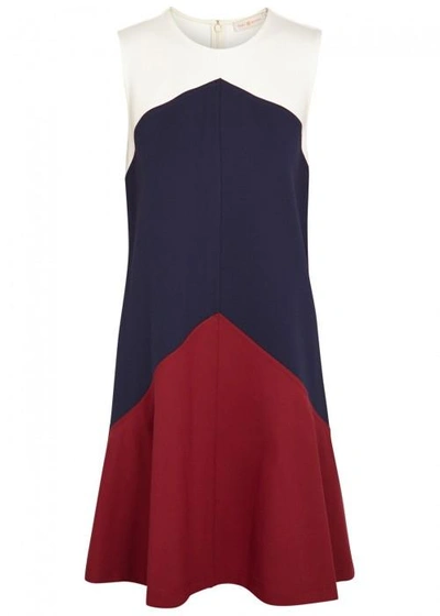 Shop Tory Burch Willa Colour-block Jersey Dress In Navy