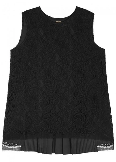 Shop Adam Lippes Black Pleated-back Lace Top