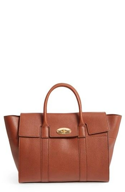 Shop Mulberry Bayswater Calfskin Leather Satchel - Brown