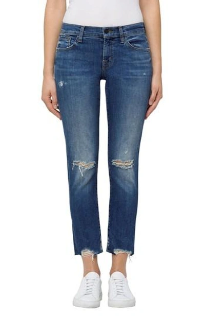 Shop J Brand Sadey Crop Slim Straight Leg Jeans In Revoke Destruct