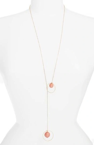 Shop Rebecca Minkoff Threaded Sphere Necklace In Pink/ Gold