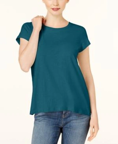 Shop Eileen Fisher Organic Cotton Crew-neck T-shirt In Periwinkle