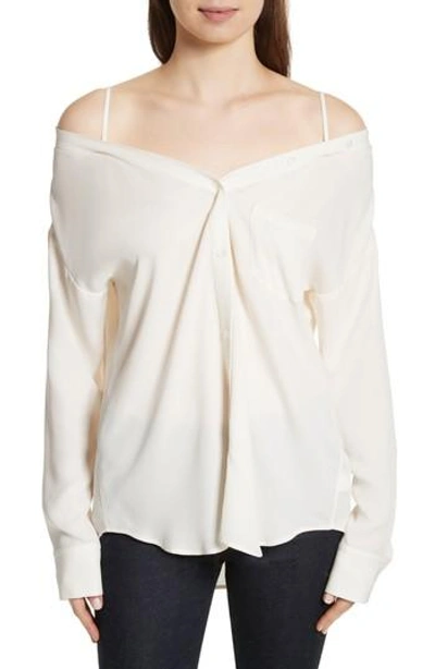 Shop Theory Tamalee Silk Shirt In Ivory