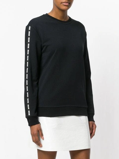 Shop Msgm Round Neck Logo Sweater In Black