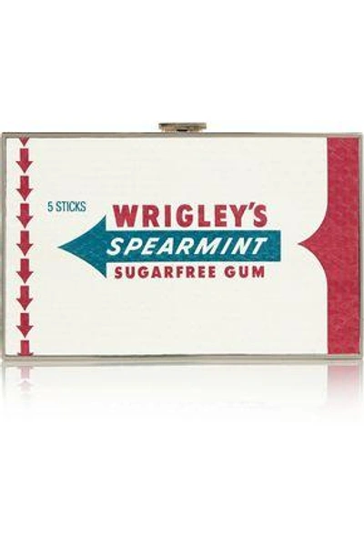 Shop Anya Hindmarch Woman Wrigley's Imperial Spearmint Gum Printed Elaphe Box Clutch Off-white