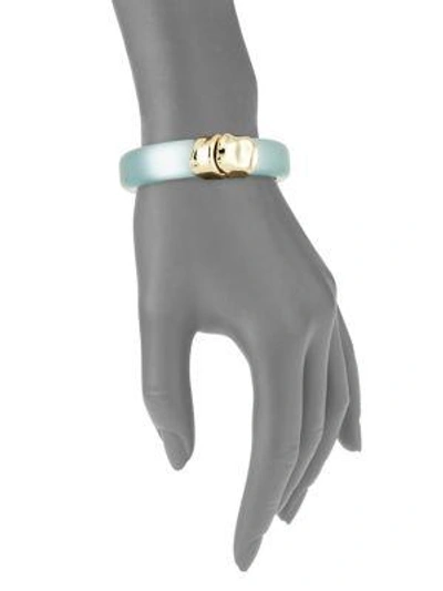 Shop Alexis Bittar Lucite Watery Metal Lucite Hinge Bracelet In Grey Blue