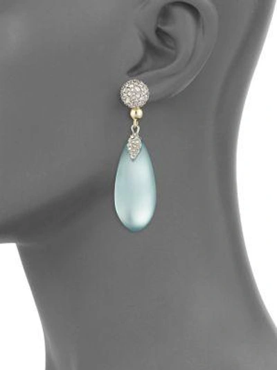 Shop Alexis Bittar Lucite Crystal Encrusted Dangling Lucite Earrings In Grey Blue