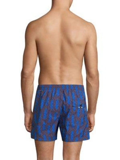 Shop Dan Ward Geometric-print Swim Shorts In Blue