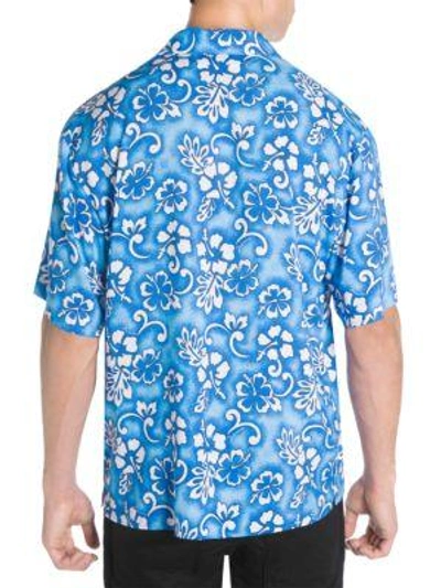 Shop Dsquared2 Main Hawaiian Floral Print Shirt In Blue